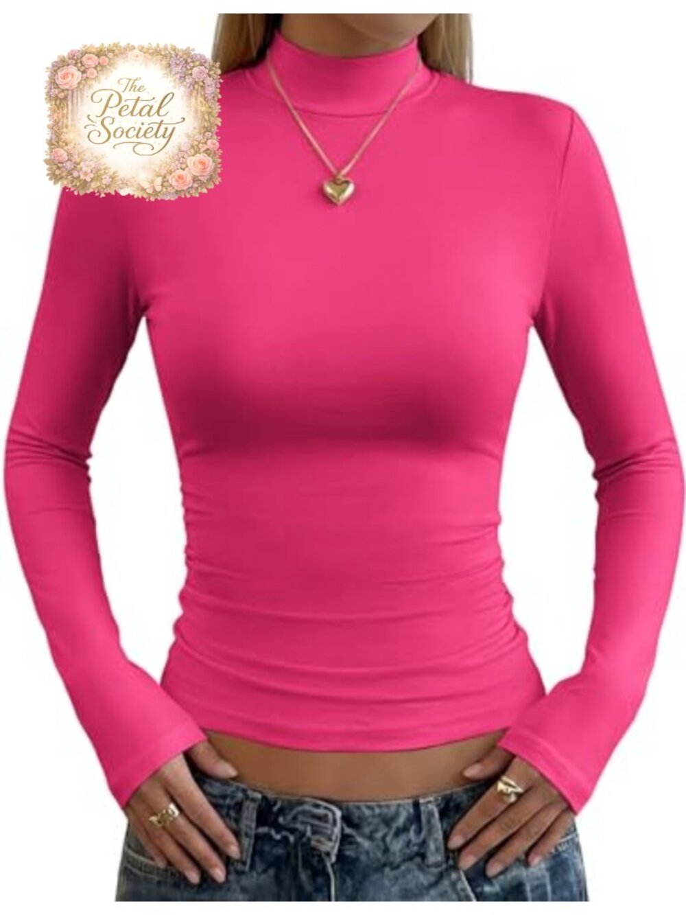 Mock Neck Long Sleeve Slim Fit T-Shirt Polyester Spandex Layering Top